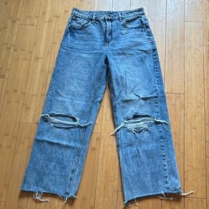 SHEIN Blue Distressed Boyfriend Jeans